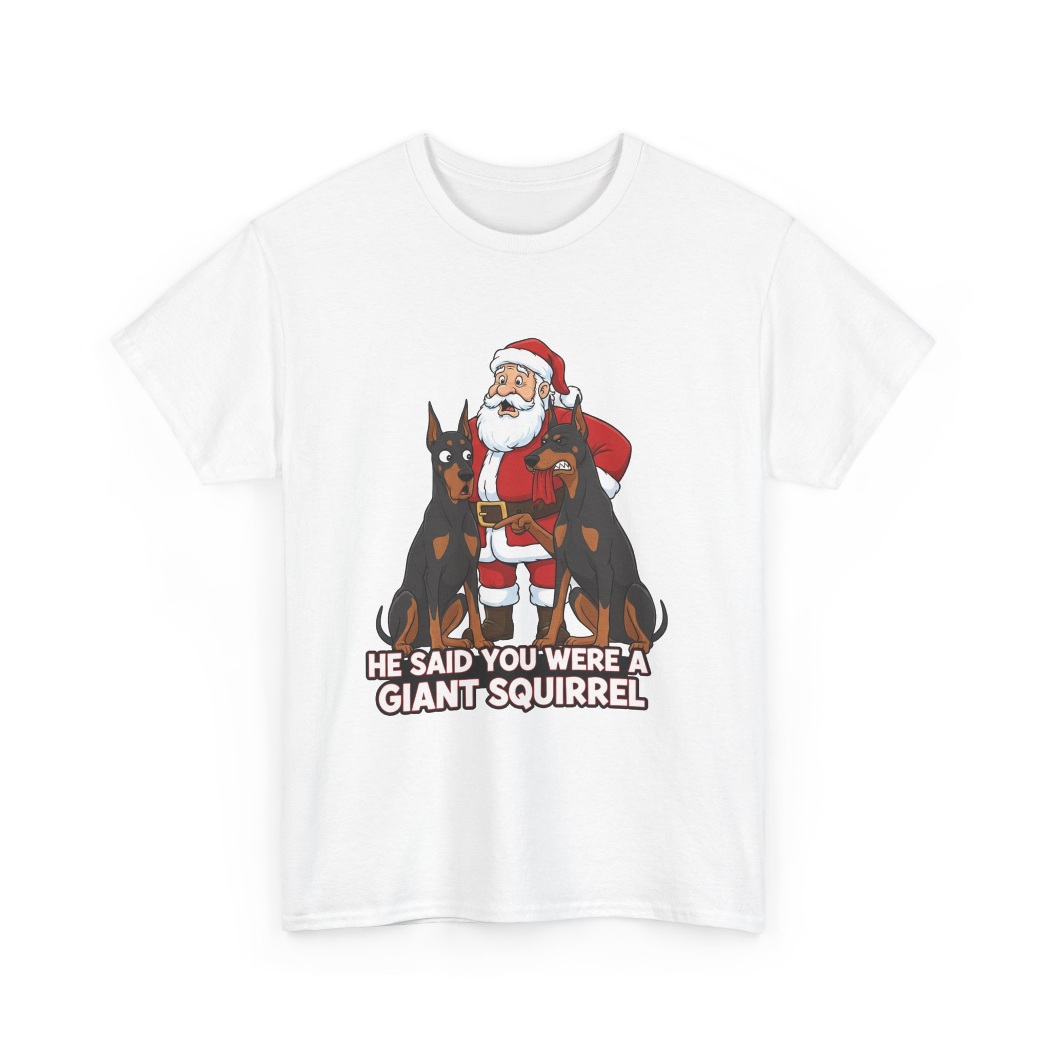 Santa with Dobermans Christmas Tee